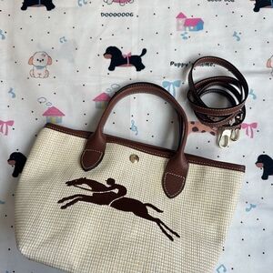 Longchamp Le Pliage Series — Straw-Effect / Woven-Texture Mini Tote Bag